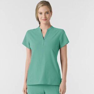 RENEW Women's Mandarin Collar Scrub Top Turquoise XL